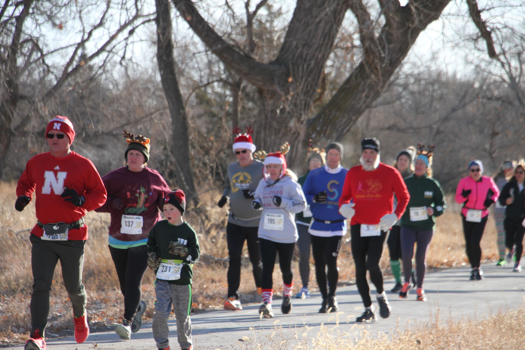Jingle Bell runners rock down the trail